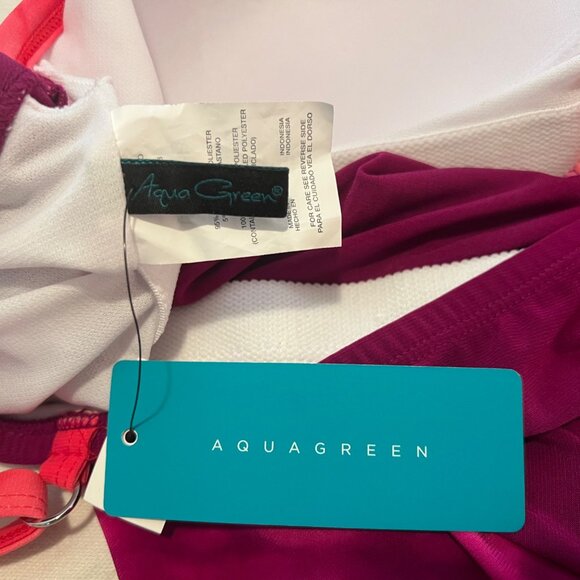 Aqua Green Plus Size 2X Pink Tie-Dye Tankini Swim Top Adjustable Straps NWOT - Picture 3 of 9